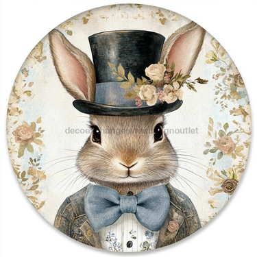 Easter Sign, Bunny in Top Hat, DCO-12819, Sign For Wreath, 10